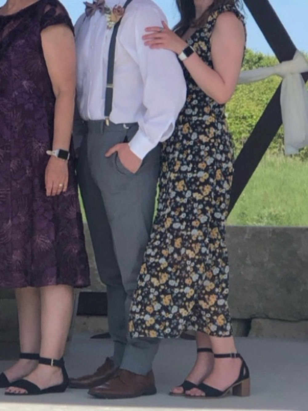 Lulu's Black Floral Midi Dress with Yellow and White Flowers